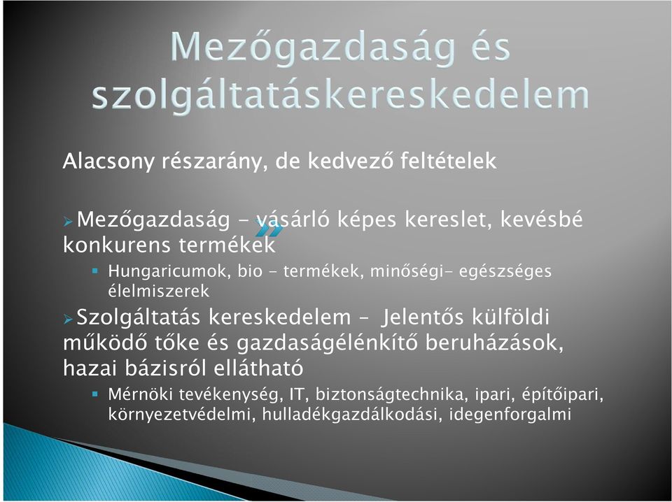 Jelentős külföldi működő tőke és gazdaságélénkítő beruházások, hazai bázisról ellátható Mérnöki