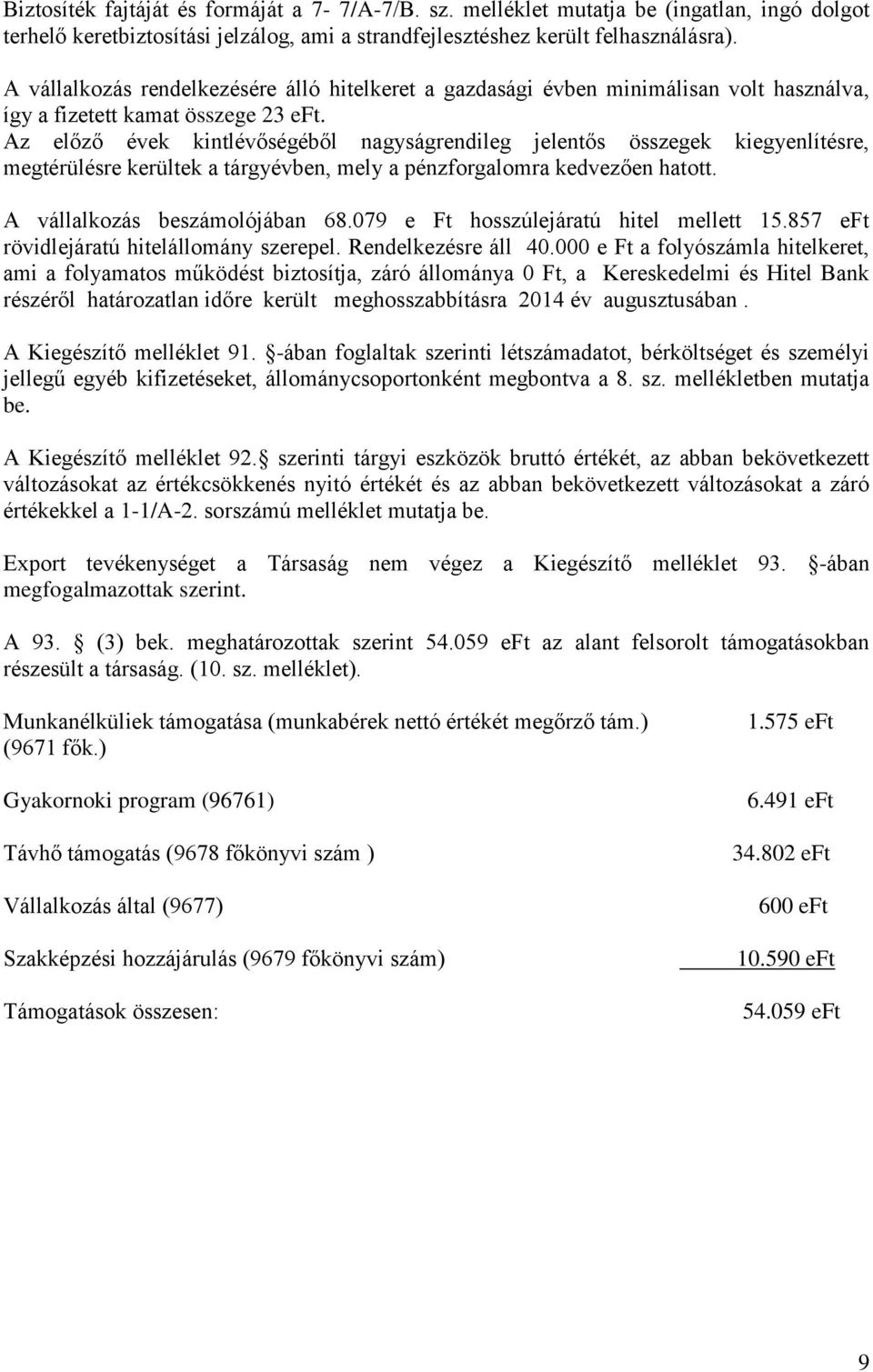 Az előző évek kintlévőségéből nagyságrendileg jelentős összegek kiegyenlítésre, megtérülésre kerültek a tárgyévben, mely a pénzforgalomra kedvezően hatott. A vállalkozás beszámolójában 68.