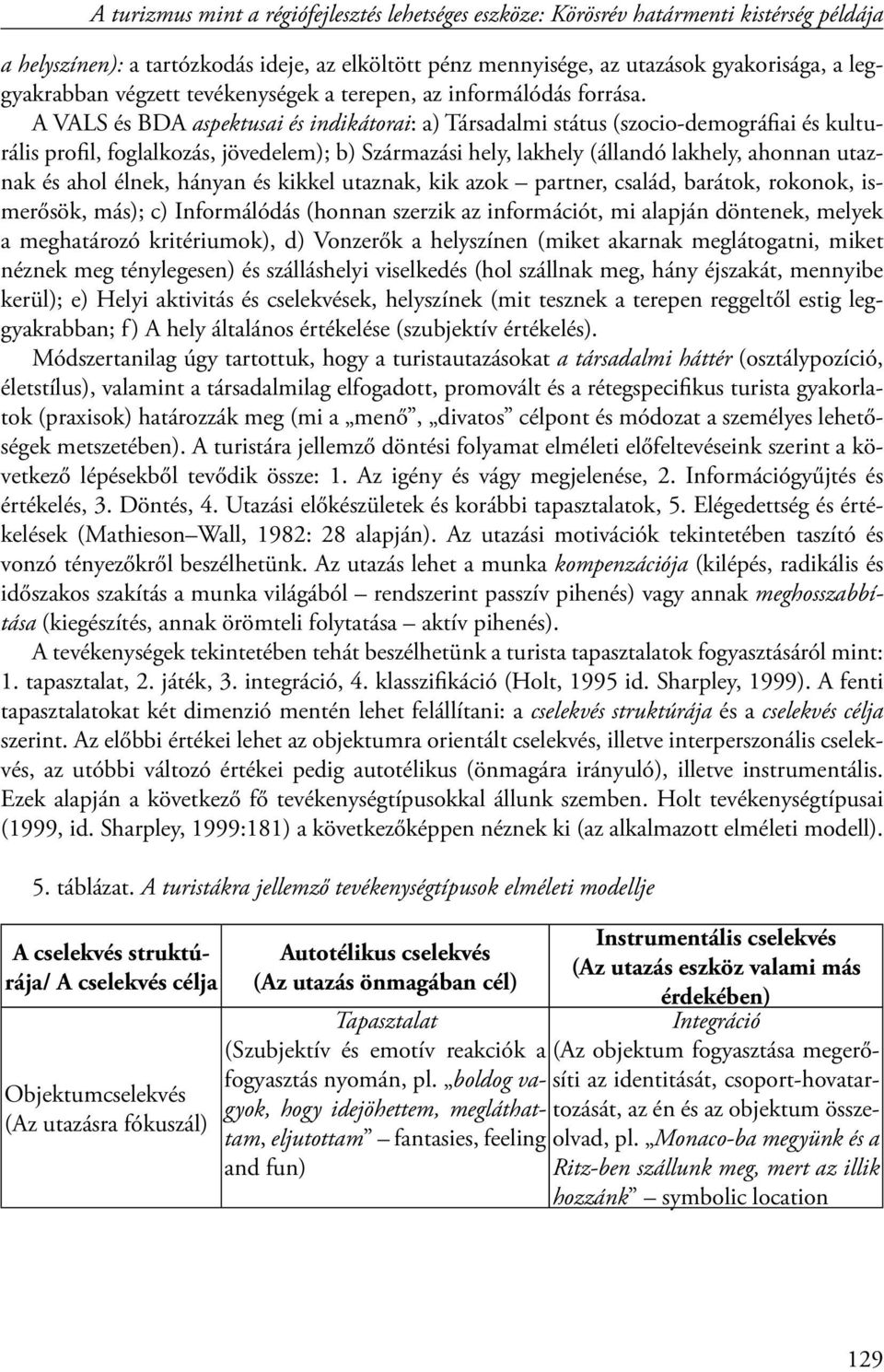 A VALS és BDA aspektusai és indikátorai: a) Társadalmi státus (szocio-demográfiai és kulturális profil, foglalkozás, jövedelem); b) Származási hely, lakhely (állandó lakhely, ahonnan utaznak és ahol