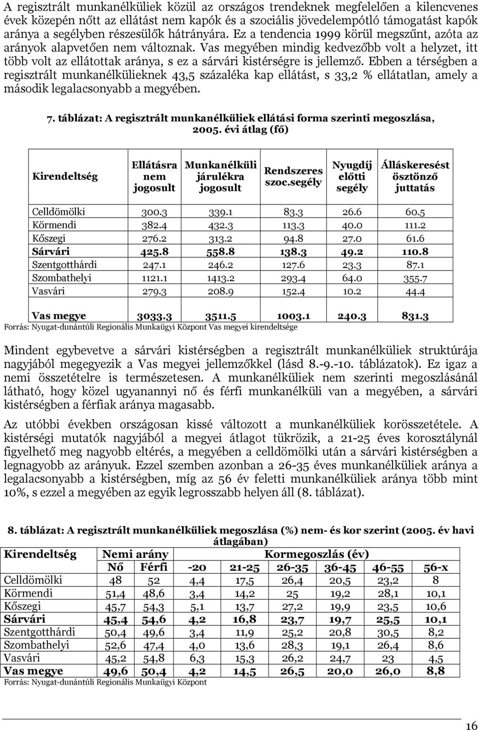 Vas megyében mindig kedvezőbb volt a helyzet, itt több volt az ellátottak aránya, s ez a sárvári kistérségre is jellemző.