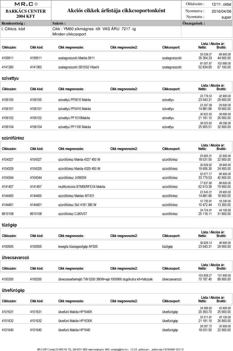 53 42 900.00 4106100 4106100 szivattyú PF0610 Makita szivattyu 23 543.31 29 900.00 23 307.09 29 600.00 4106101 4106101 szivattyú PF0410 Makita szivattyu 14 881.89 18 900.00 30 622.05 38 890.