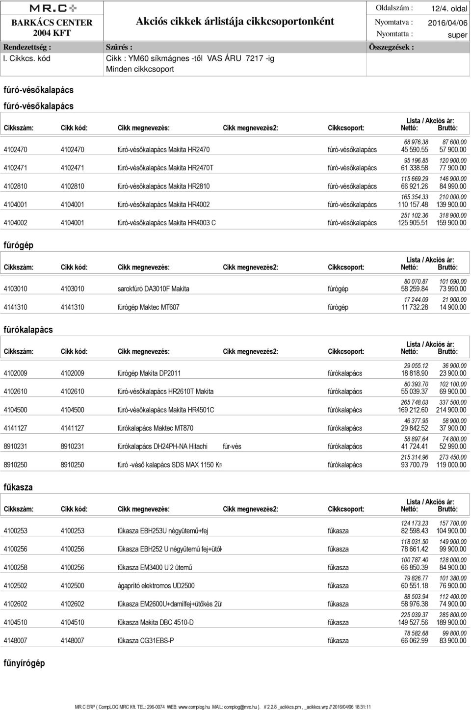 00 165 354.33 210 000.00 4104001 4104001 fúró-vésőkalapács Makita HR4002 fúró-vésőkalapács 110 157.48 139 900.00 251 102.36 318 900.