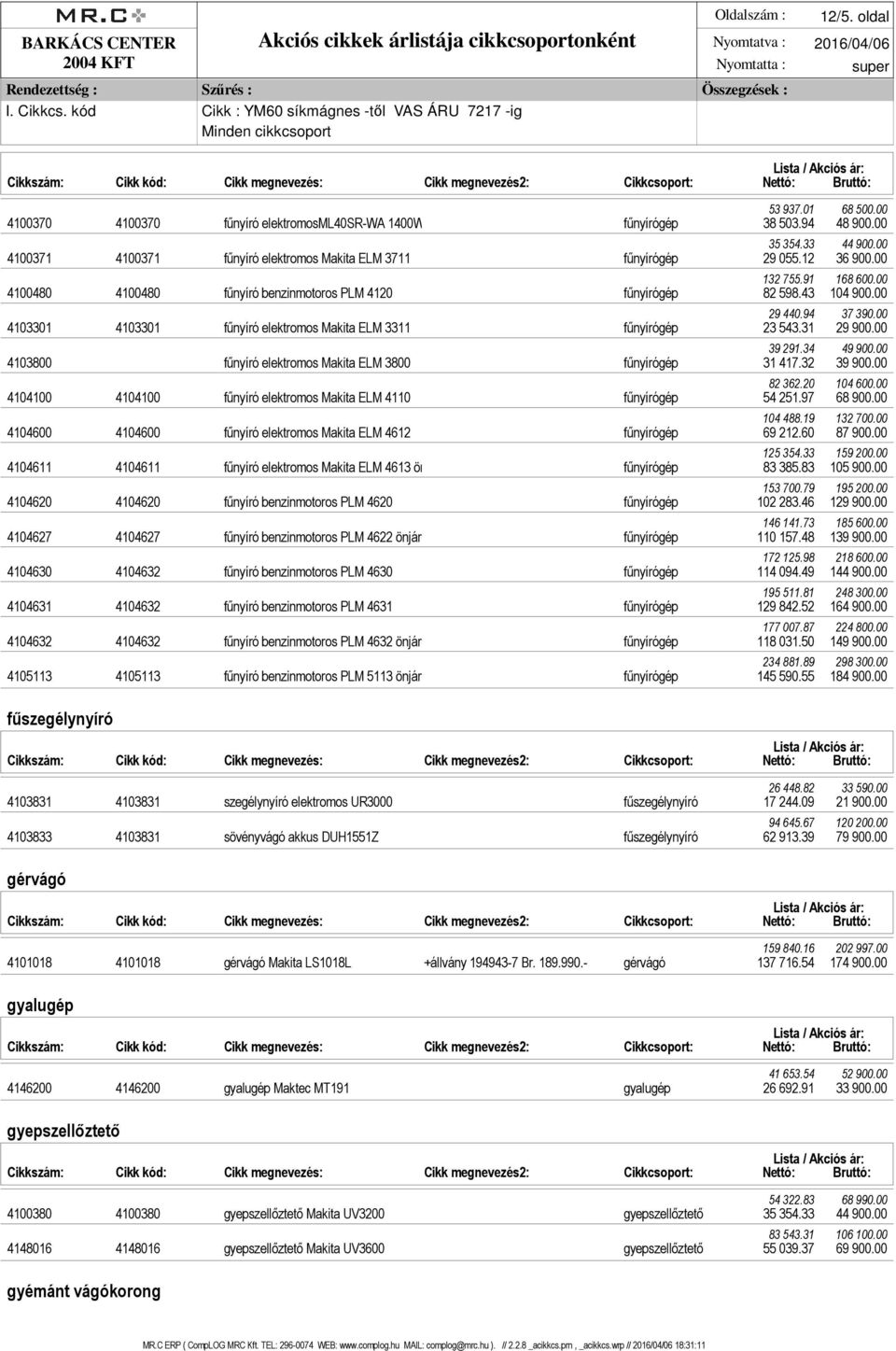 94 37 390.00 4103301 4103301 fűnyíró elektromos Makita ELM 3311 fűnyírógép 23 543.31 29 900.00 39 291.34 49 900.00 4103800 fűnyíró elektromos Makita ELM 3800 fűnyírógép 31 417.32 39 900.00 82 362.