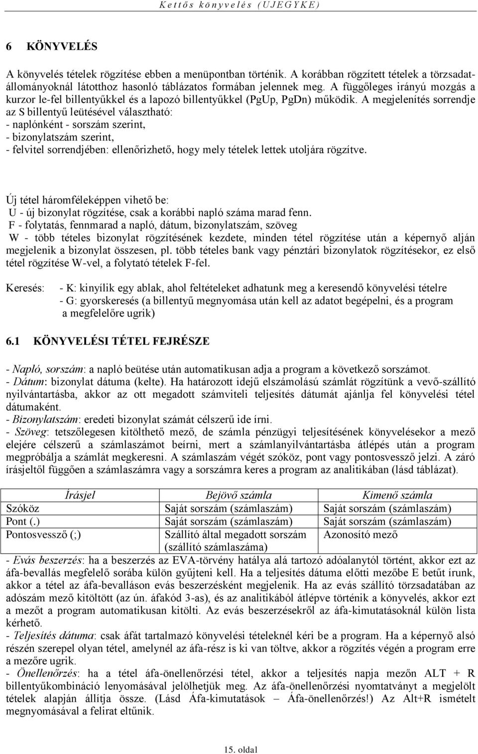 A megjelenítés sorrendje az S billentyű leütésével választható: - naplónként - sorszám szerint, - bizonylatszám szerint, - felvitel sorrendjében: ellenőrizhető, hogy mely tételek lettek utoljára