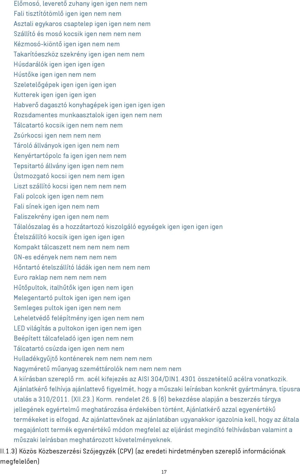 igen igen igen Rozsdamentes munkaasztalok igen igen nem nem Tálcatartó kocsik igen nem nem nem Zsúrkocsi igen nem nem nem Tároló állványok igen igen nem nem Kenyértartópolc fa igen igen nem nem