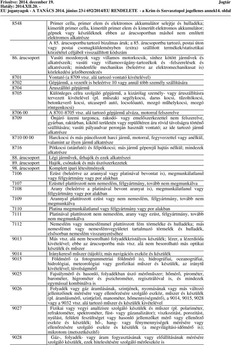 készüléknek ebben az árucsoportban máshol nem említett elektromos alkatrésze A 85. árucsoportba tartozó bizalmas áruk; a 85.