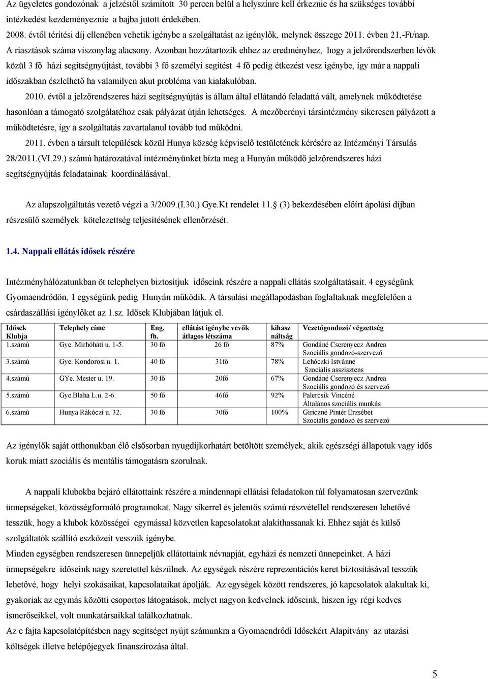 Azonban hozzátartozik ehhez az eredményhez, hogy a jelzőrendszerben lévők közül 3 fő házi segítségnyújtást, további 3 fő személyi segítést 4 fő pedig étkezést vesz igénybe, így már a nappali