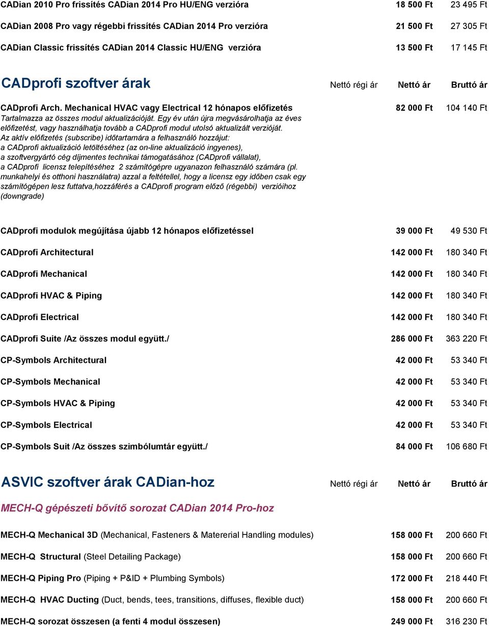 Mechanical HVAC vagy Electrical 12 hónapos előfizetés 82 000 Ft 104 140 Ft Tartalmazza az összes modul aktualizációját.