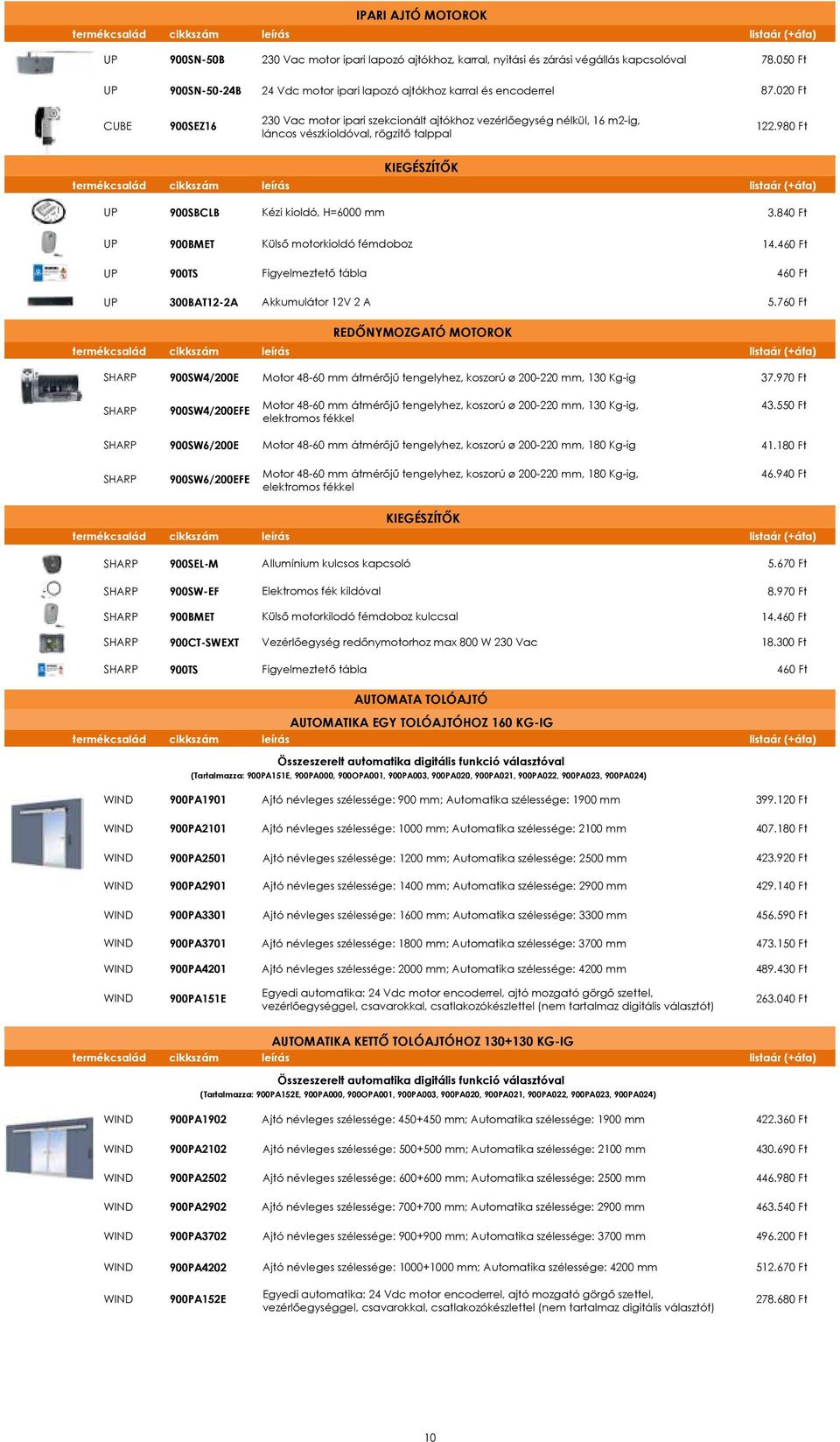 020 Ft CUBE 900SEZ16 230 Vac motor ipari szekcionált ajtókhoz vezérlőegység nélkül, 16 m2-ig, láncos vészkioldóval, rögzítő talppal 122.980 Ft UP 900SBCLB Kézi kioldó, H=6000 mm 3.