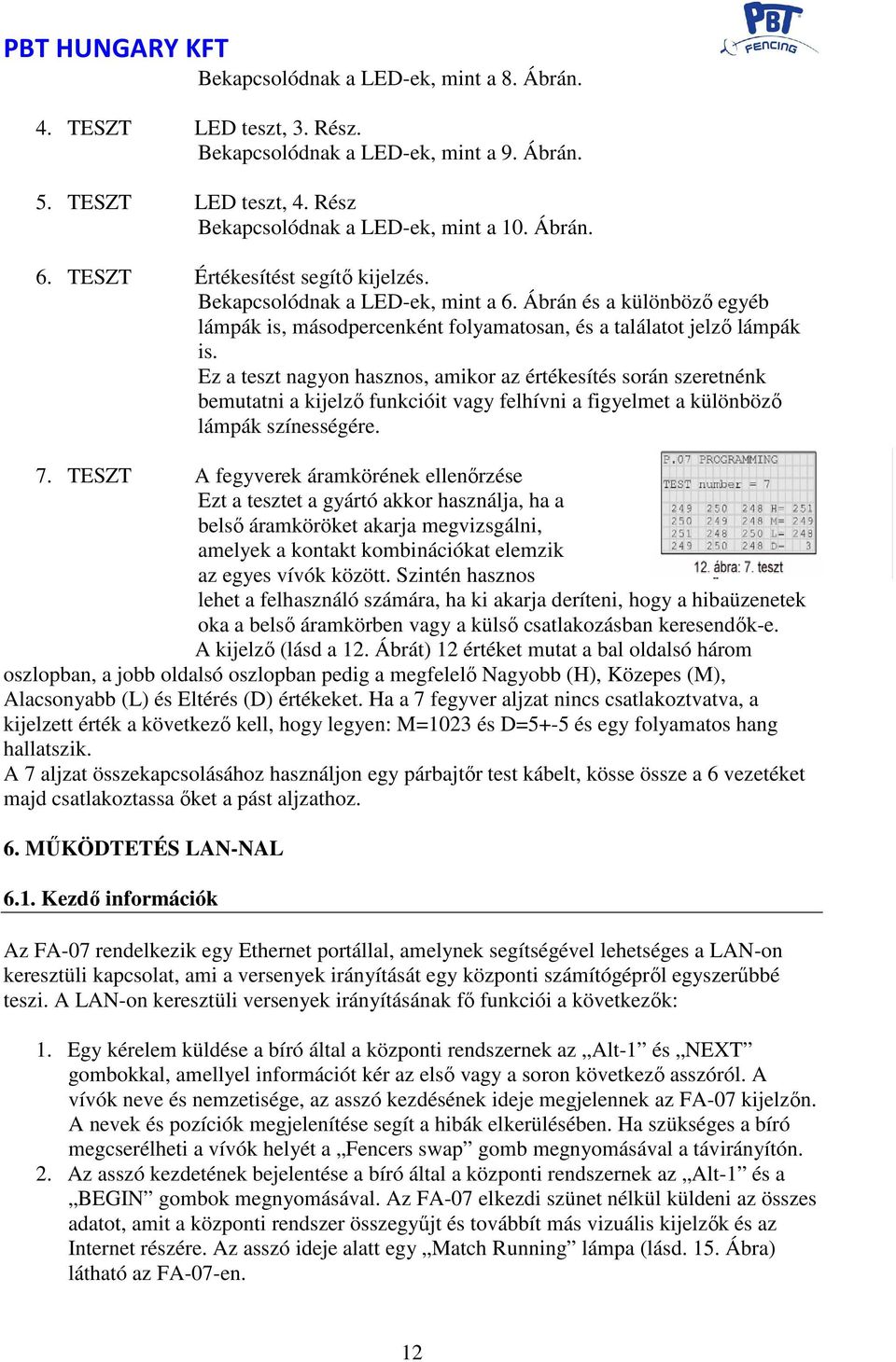 Ez a teszt nagyon hasznos, amikor az értékesítés során szeretnénk bemutatni a kijelző funkcióit vagy felhívni a figyelmet a különböző lámpák színességére. 7.