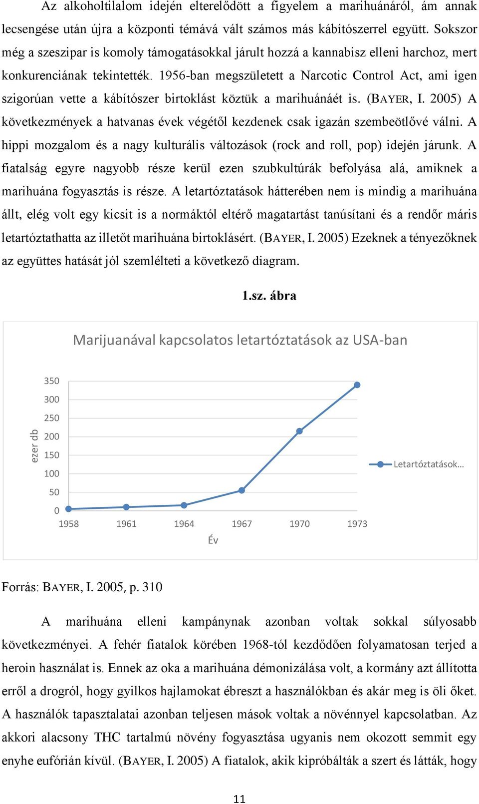 1956-ban megszületett a Narcotic Control Act, ami igen szigorúan vette a kábítószer birtoklást köztük a marihuánáét is. (BAYER, I.