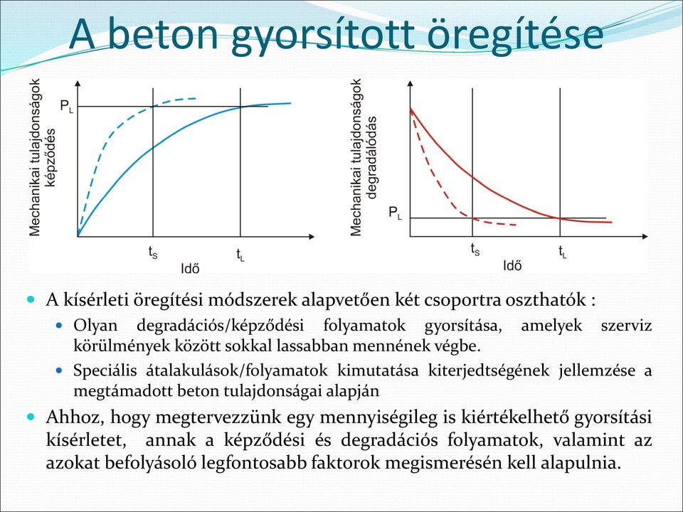 Speciális átalakulások/folyamatok kimutatása kiterjedtségének jellemzése a megtámadott beton tulajdonságai alapján Ahhoz, hogy