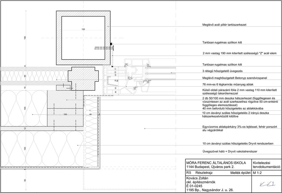 szilikon felső oldalon kitt sugárzást visszaverő palazúzalék hintse rétegben, teljes felületen lehegesztve,, mm vastagságban, először a vízszintes felületeken m 3 rétegű hőszigetelő üvegez függőleges