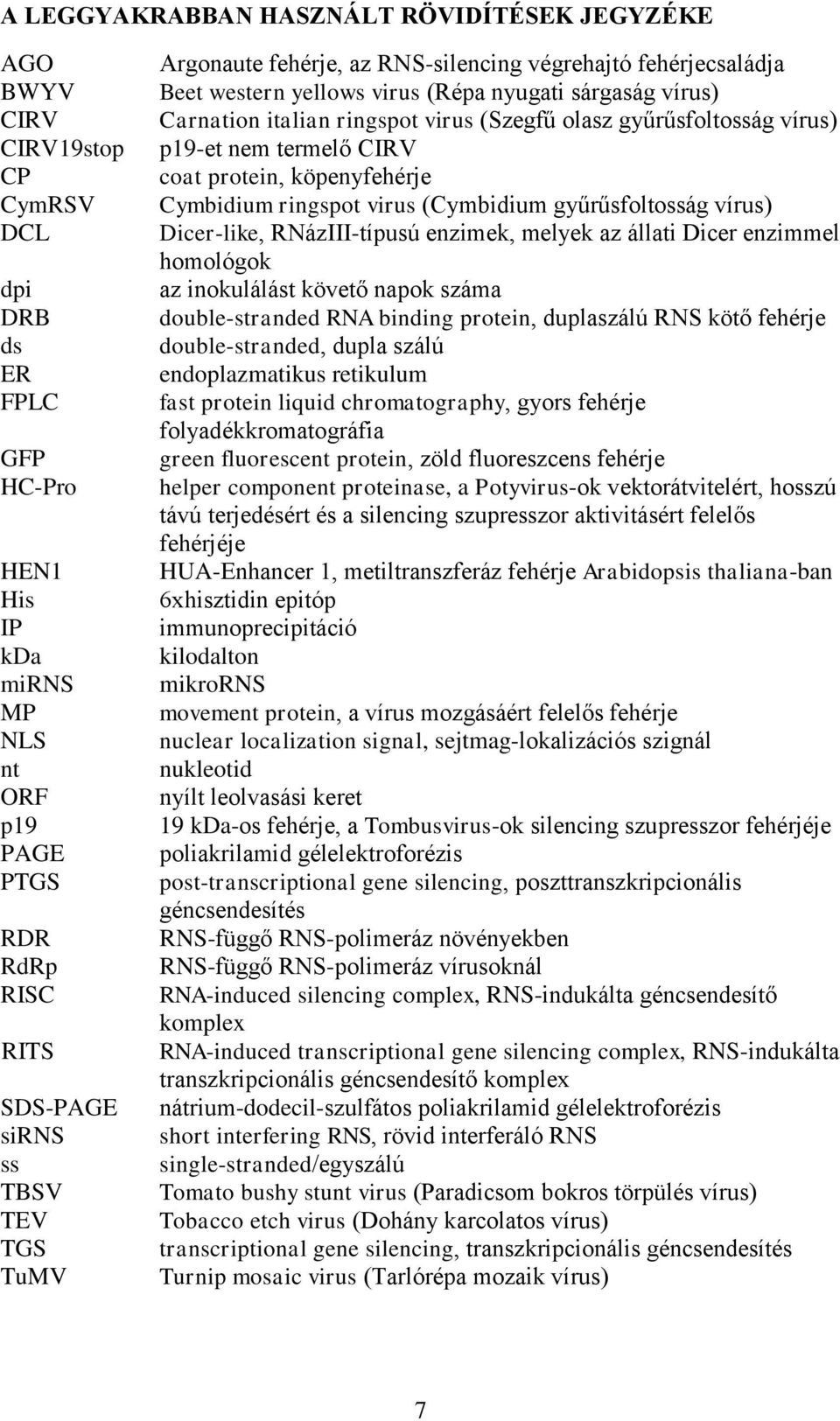 gyűrűsfoltosság vírus) p19-et nem termelő CIRV coat protein, köpenyfehérje Cymbidium ringspot virus (Cymbidium gyűrűsfoltosság vírus) Dicer-like, RNázIII-típusú enzimek, melyek az állati Dicer