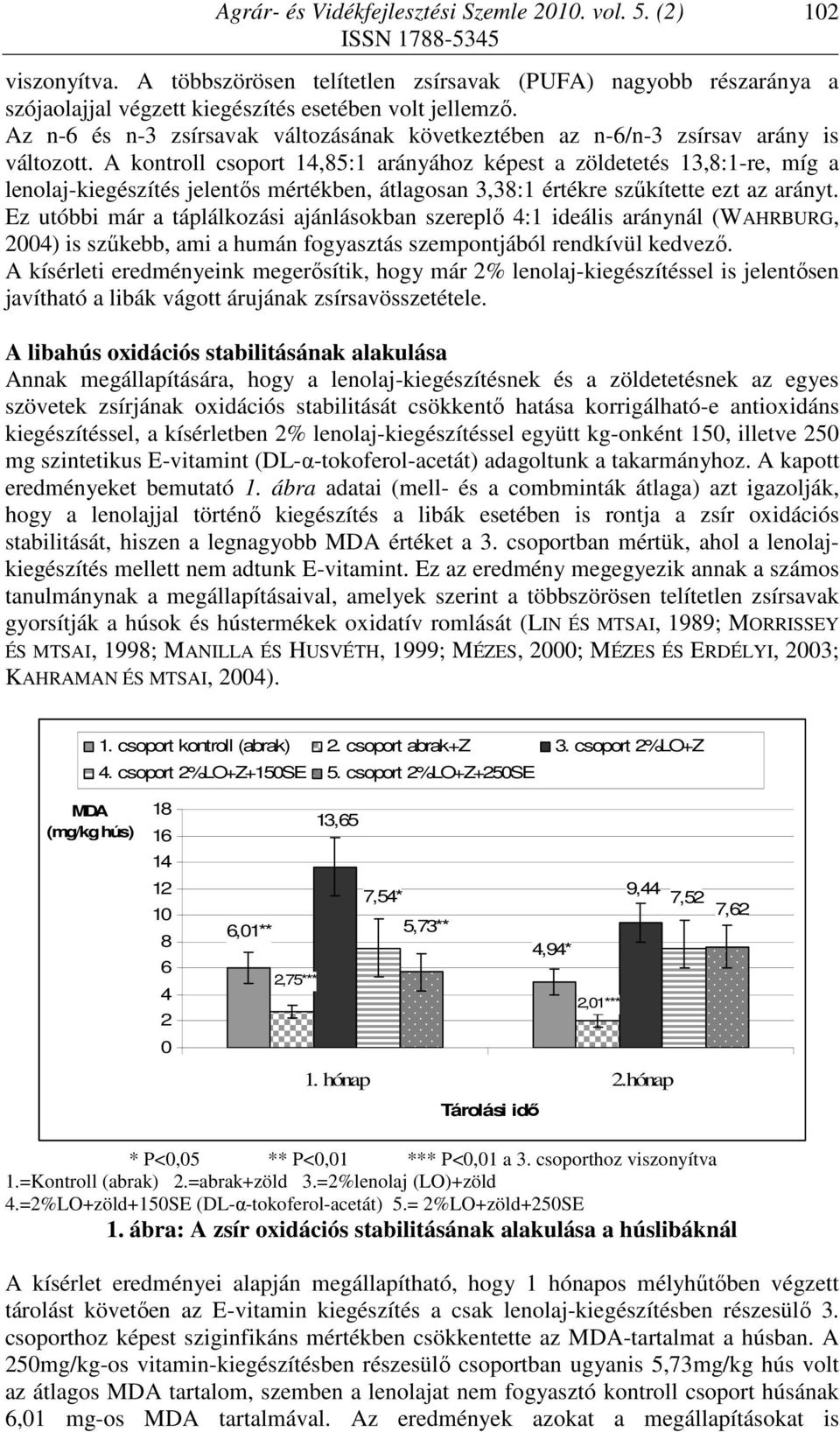 A kontroll csoport 14,85:1 arányához képest a zöldetetés 13,8:1-re, míg a lenolaj-kiegészítés jelentős mértékben, átlagosan 3,38:1 értékre szűkítette ezt az arányt.