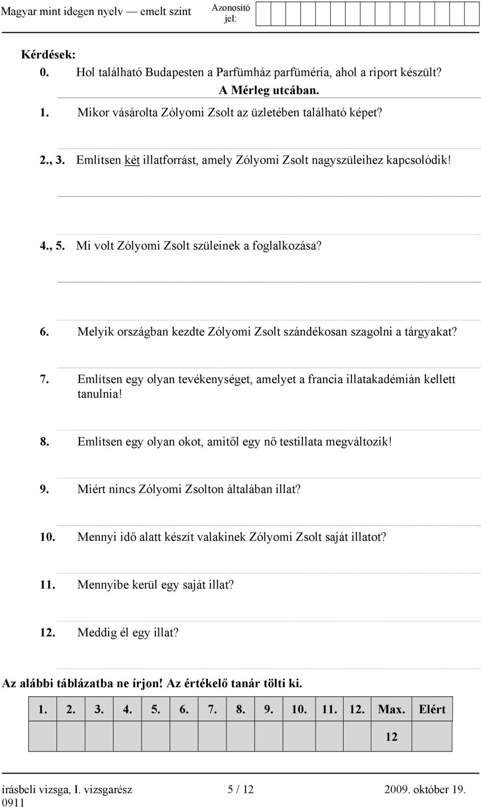 Melyik országban kezdte Zólyomi Zsolt szándékosan szagolni a tárgyakat? 7. Említsen egy olyan tevékenységet, amelyet a francia illatakadémián kellett tanulnia! 8.