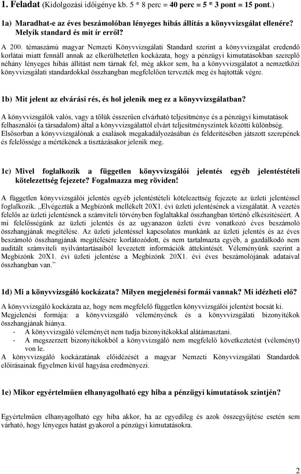 témaszámú magyar Nemzeti Könyvvizsgálati Standard szerint a könyvvizsgálat eredendő korlátai miatt fennáll annak az elkerülhetetlen kockázata, hogy a pénzügyi kimutatásokban szereplő néhány lényeges