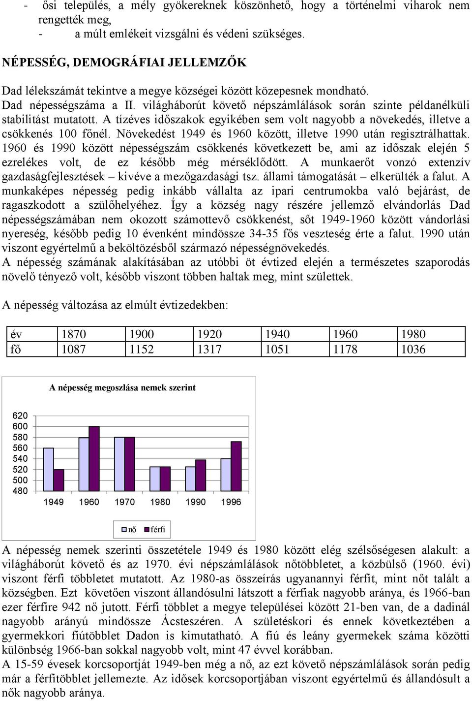 világháborút követő népszámlálások során szinte példanélküli stabilitást mutatott. A tízéves időszakok egyikében sem volt nagyobb a növekedés, illetve a csökkenés 100 főnél.