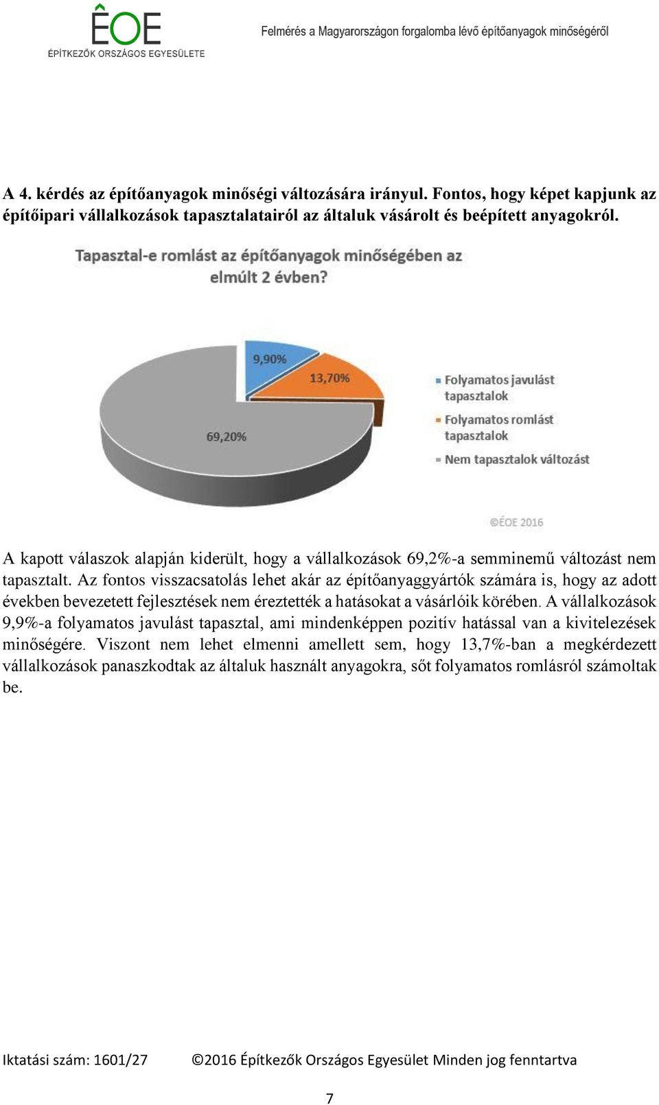 Az fontos visszacsatolás lehet akár az építőanyaggyártók számára is, hogy az adott években bevezetett fejlesztések nem éreztették a hatásokat a vásárlóik körében.