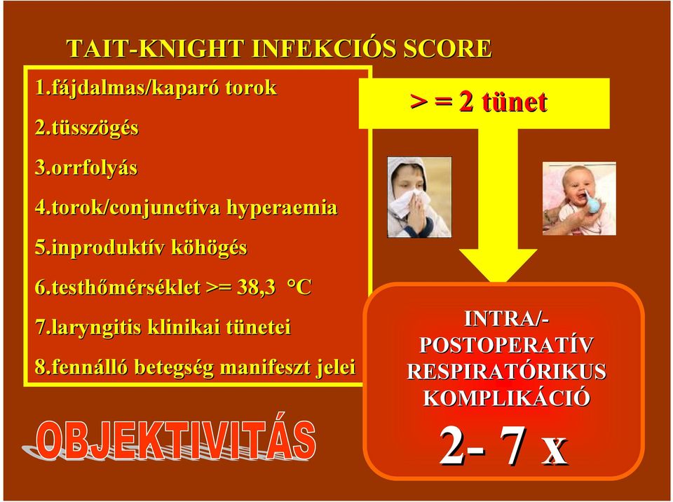 inprodukt inproduktív köhögés 6.testhőmérs rséklet >= 38,3 C 7.