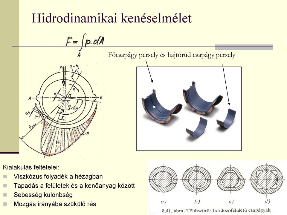 Viszkózus folyadék a hézagban Tapadás a felületek és