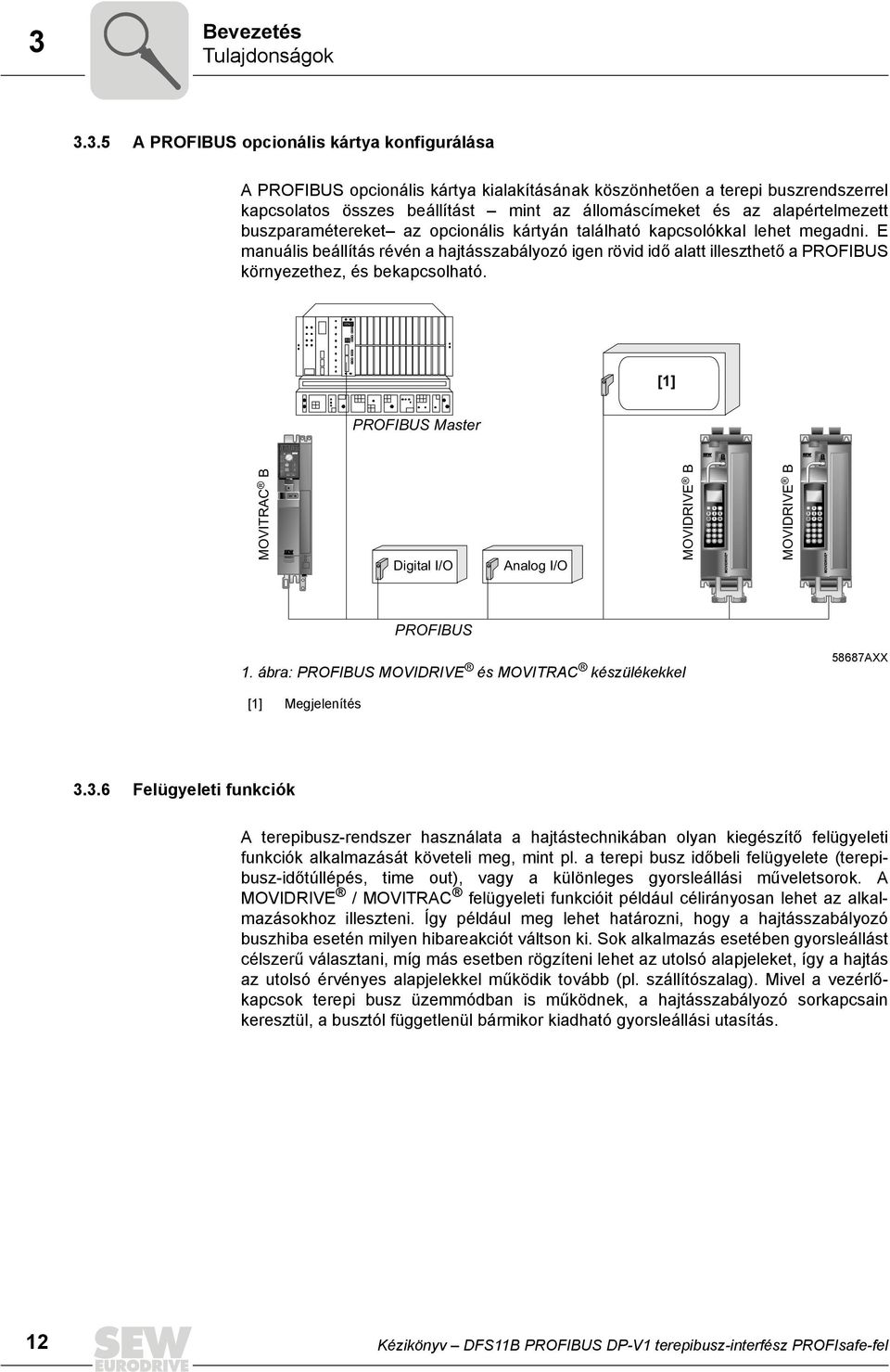 3.5 A PROFBUS opcionális kártya konfigurálása A PROFBUS opcionális kártya kialakításának köszönhetően a terepi buszrendszerrel kapcsolatos összes beállítást mint az állomáscímeket és az