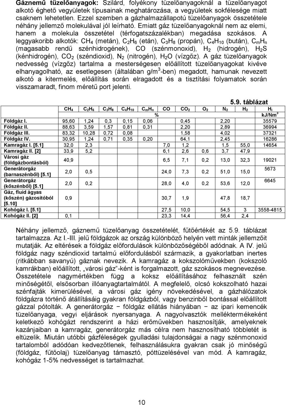 A leggyakorbb alkoók: CH 4 (meán), C H 6 (eán), C 3 H 8 (propán), C 4 H 0 (buán), C m H n (magasabb rendű szénhdrogének), CO (szénmonoxd), H (hdrogén), H S (kénhdrogén), CO (széndoxd), N (nrogén), H