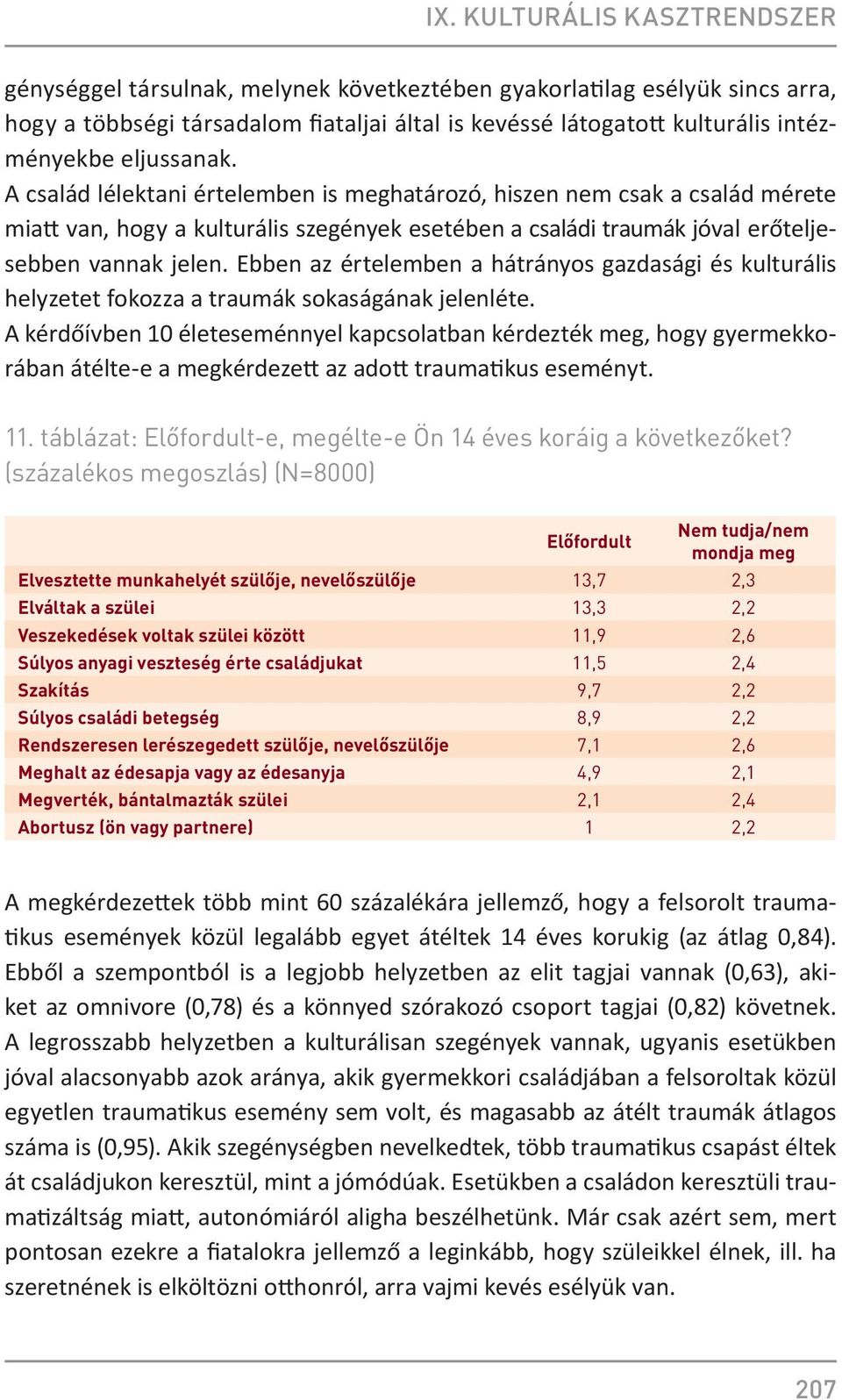 Ebben az értelemben a hátrányos gazdasági és kulturális helyzetet fokozza a traumák sokaságának jelenléte.