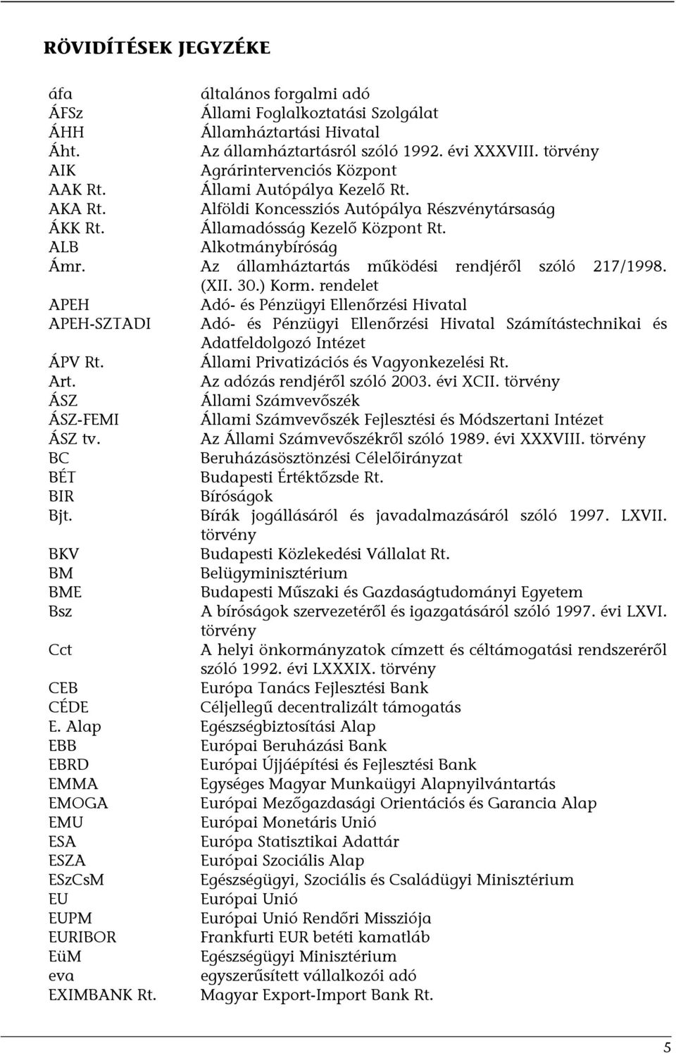 Az államháztartás működési rendjéről szóló 217/1998. (XII. 30.) Korm.