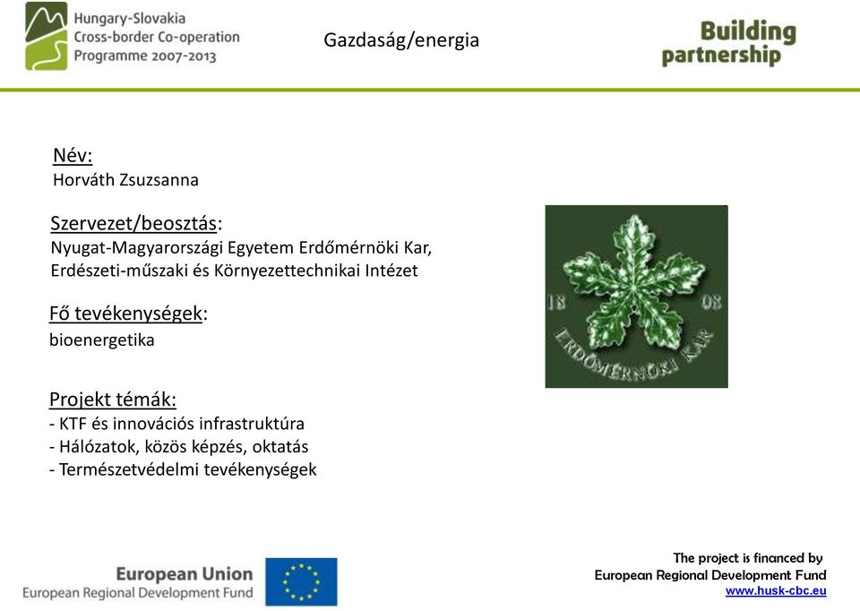 Intézet bioenergetika - KTF és innovációs infrastruktúra