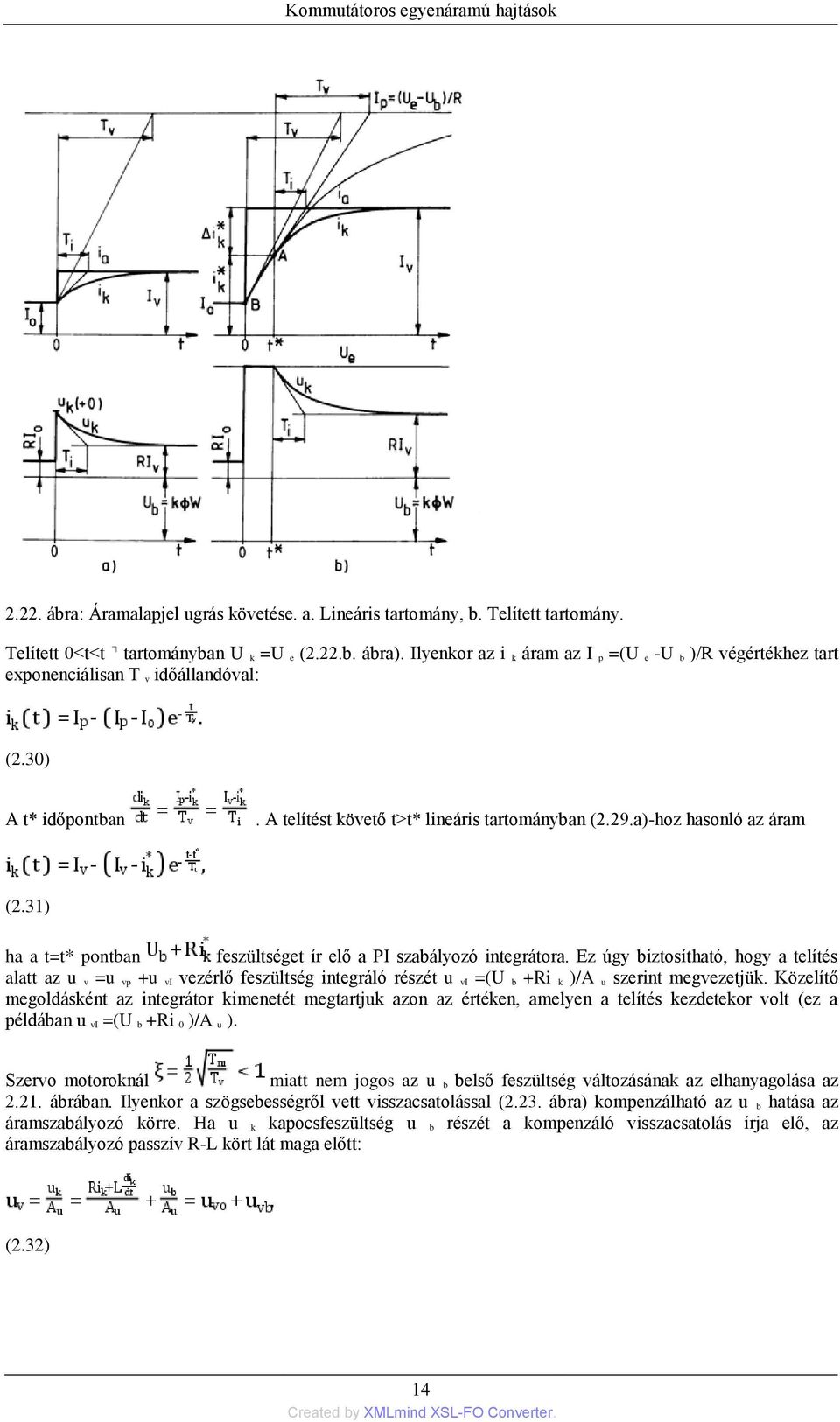 31) ha a t=t* pontban feszültséget ír elő a PI szabályozó integrátora.