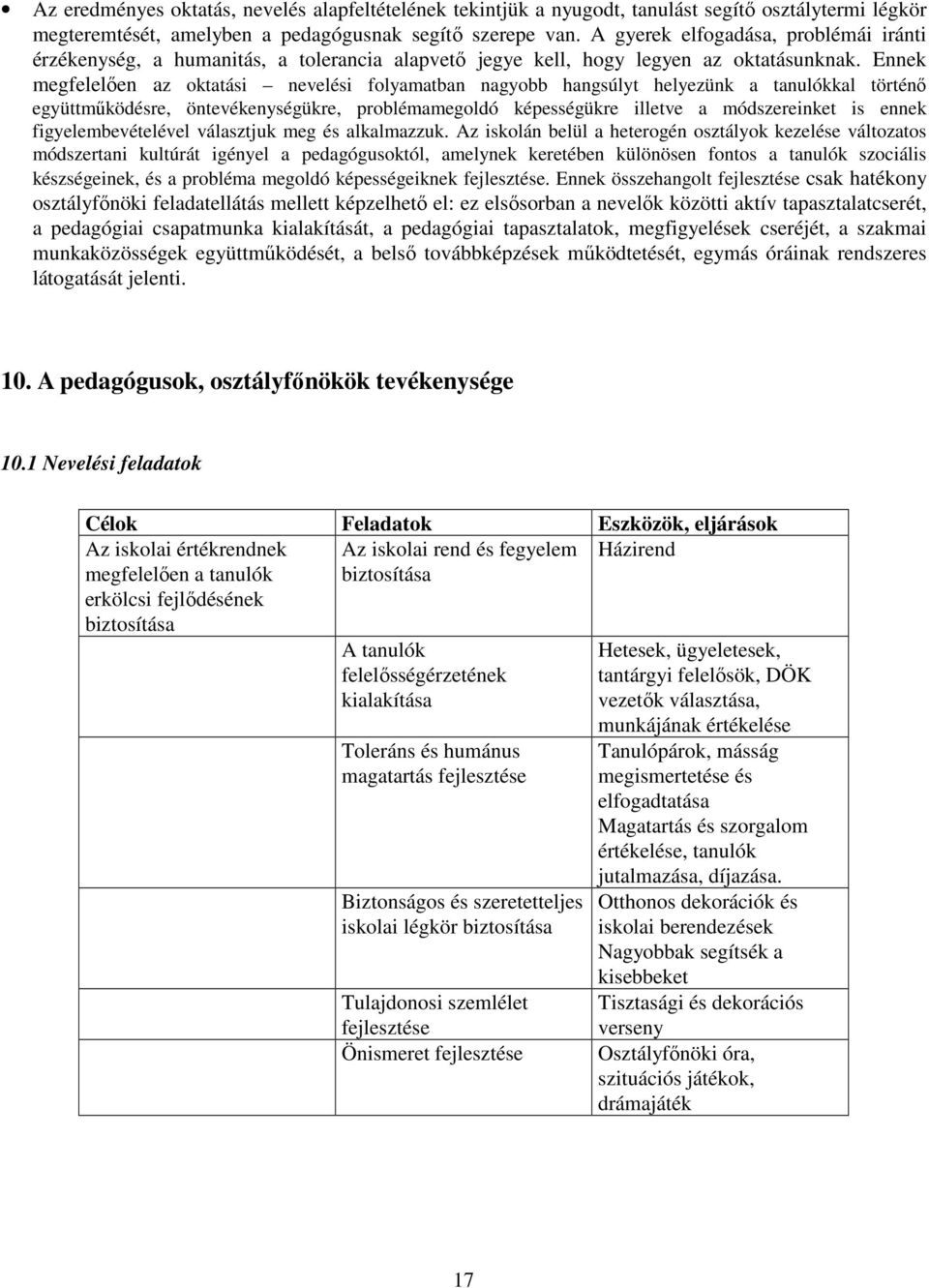 Ennek megfelelően az oktatási nevelési folyamatban nagyobb hangsúlyt helyezünk a tanulókkal történő együttműködésre, öntevékenységükre, problémamegoldó képességükre illetve a módszereinket is ennek