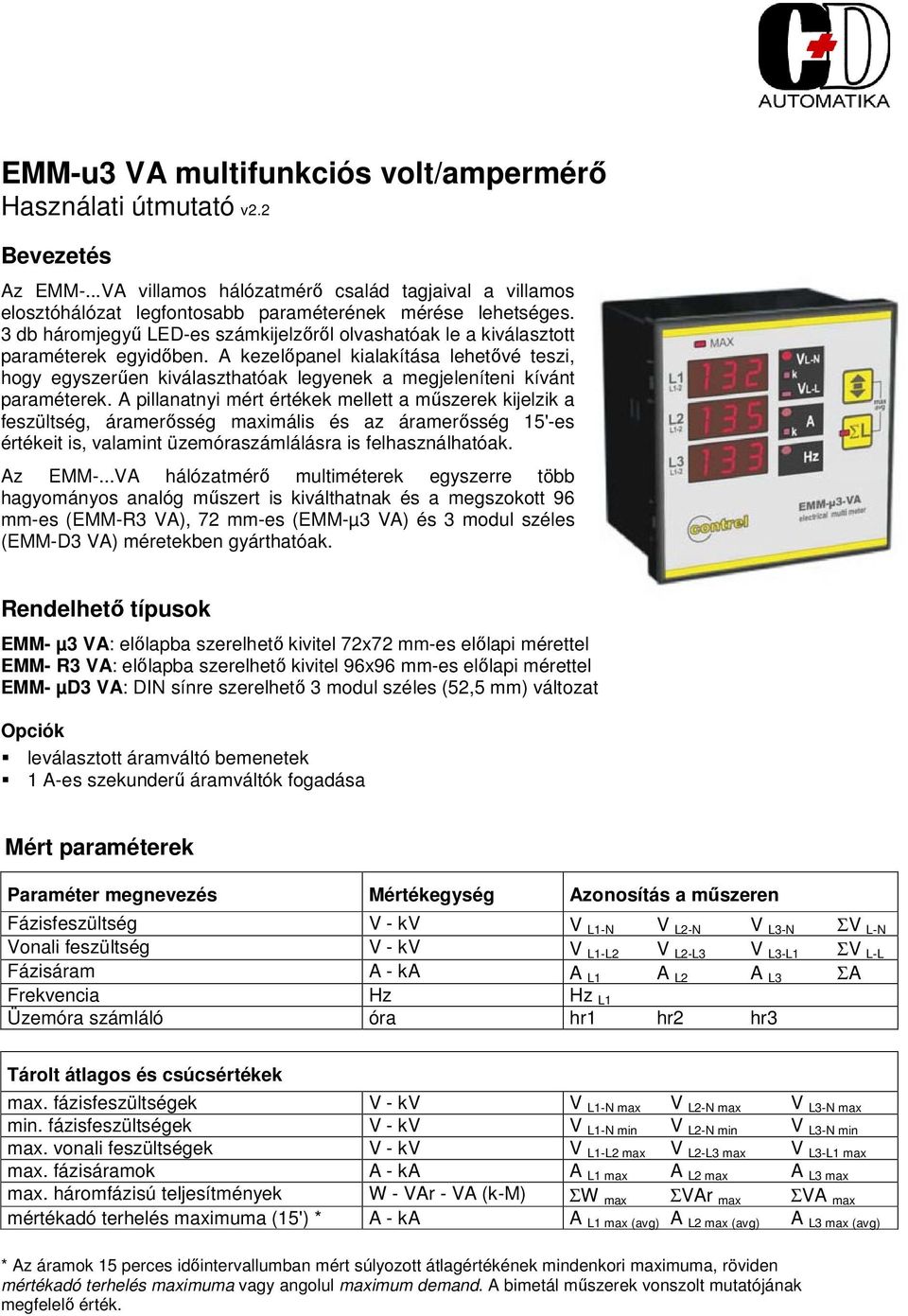 A kezelőpanel kialakítása lehetővé teszi, hogy egyszerűen kiválaszthatóak legyenek a megjeleníteni kívánt paraméterek.