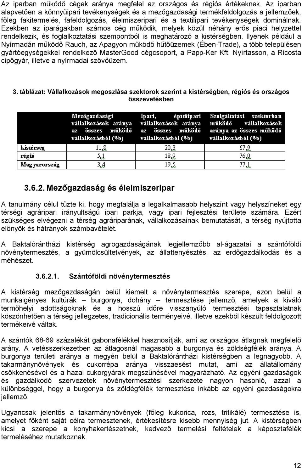 Ezekben az iparágakban száms cég működik, melyek közül néhány erős piaci helyzettel rendelkezik, és fglalkztatási szempntból is meghatárzó a kistérségben.