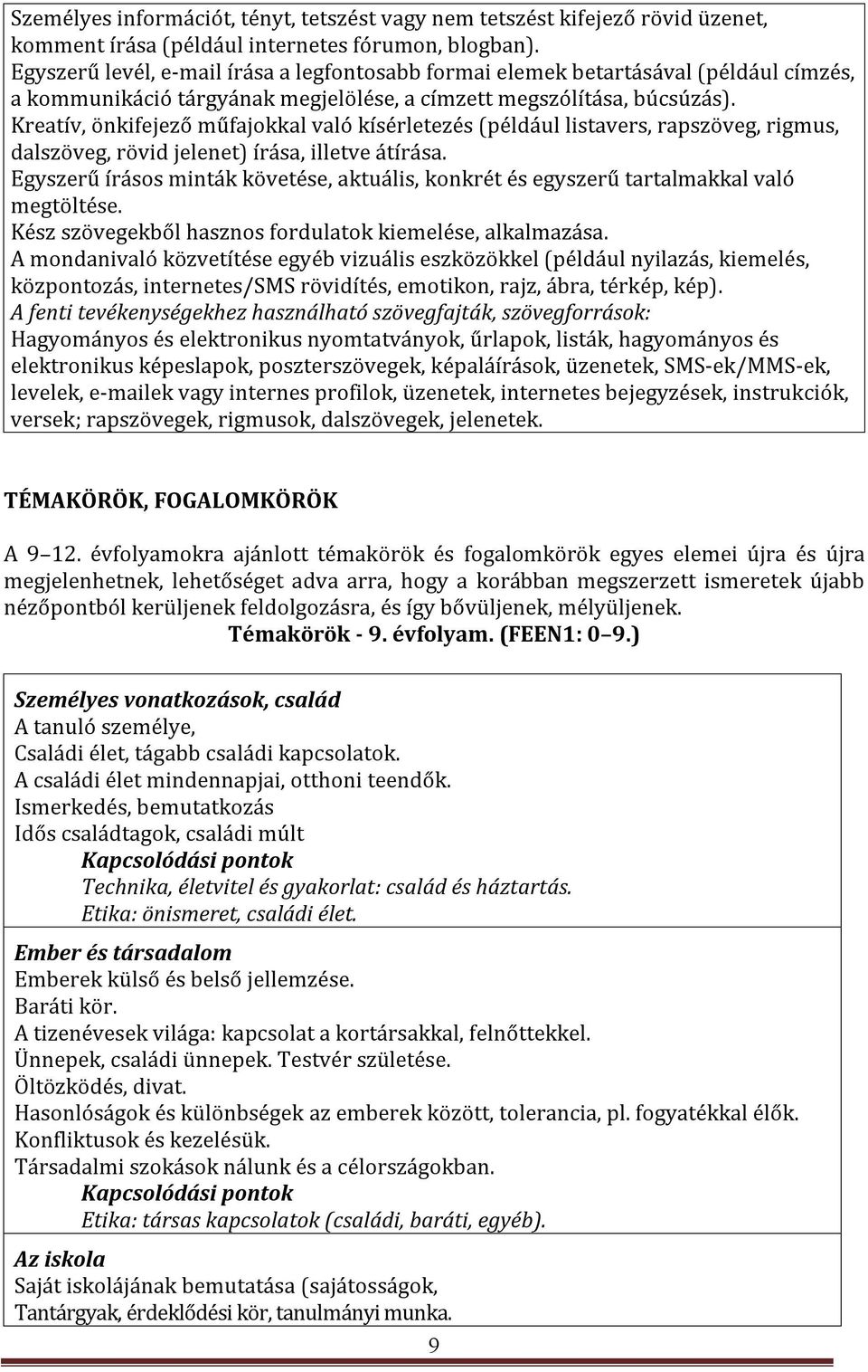 Kreatív, önkifejező műfajokkal való kísérletezés (például listavers, rapszöveg, rigmus, dalszöveg, rövid jelenet) írása, illetve átírása.