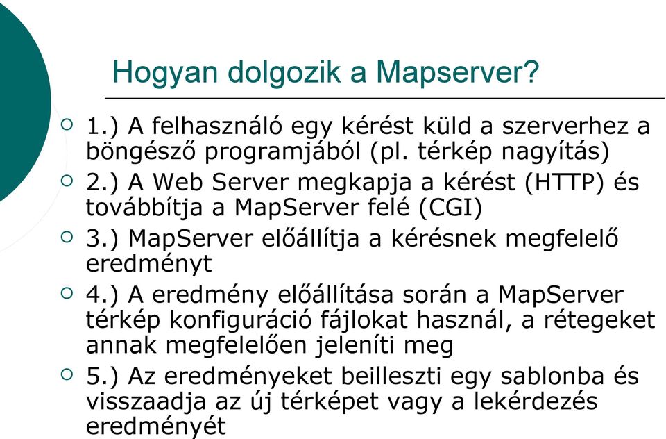 ) MapServer előállítja a kérésnek megfelelő eredményt 4.