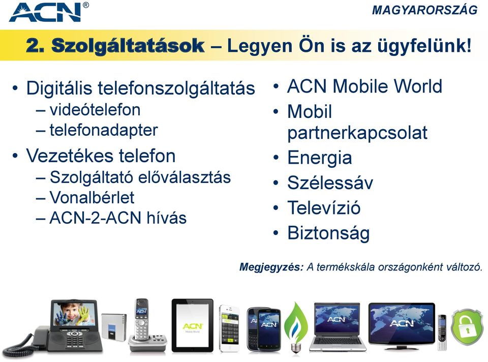 telefon Szolgáltató előválasztás Vonalbérlet ACN-2-ACN hívás ACN Mobile