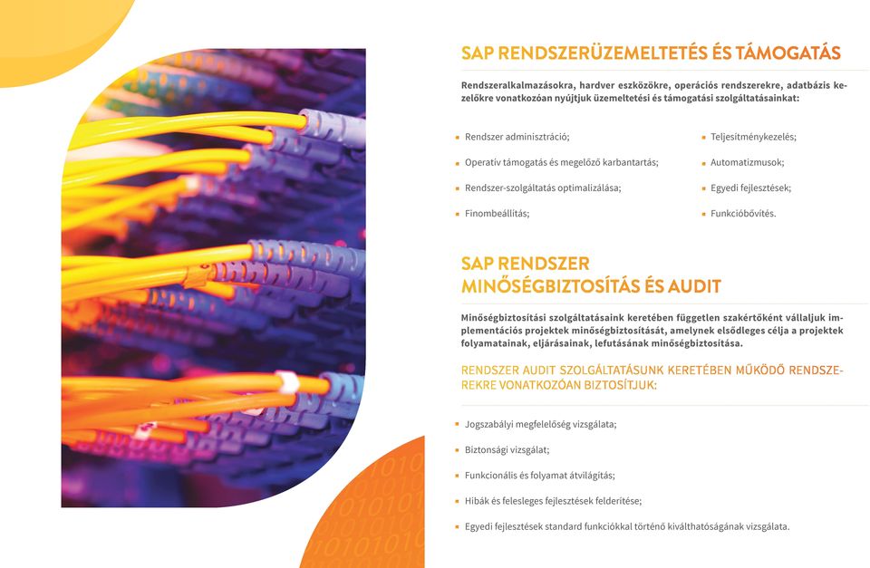 SAP rendszer minőségbiztosítás és audit Minőségbiztosítási szolgáltatásaink keretében független szakértőként vállaljuk implementációs projektek minőségbiztosítását, amelynek elsődleges célja a