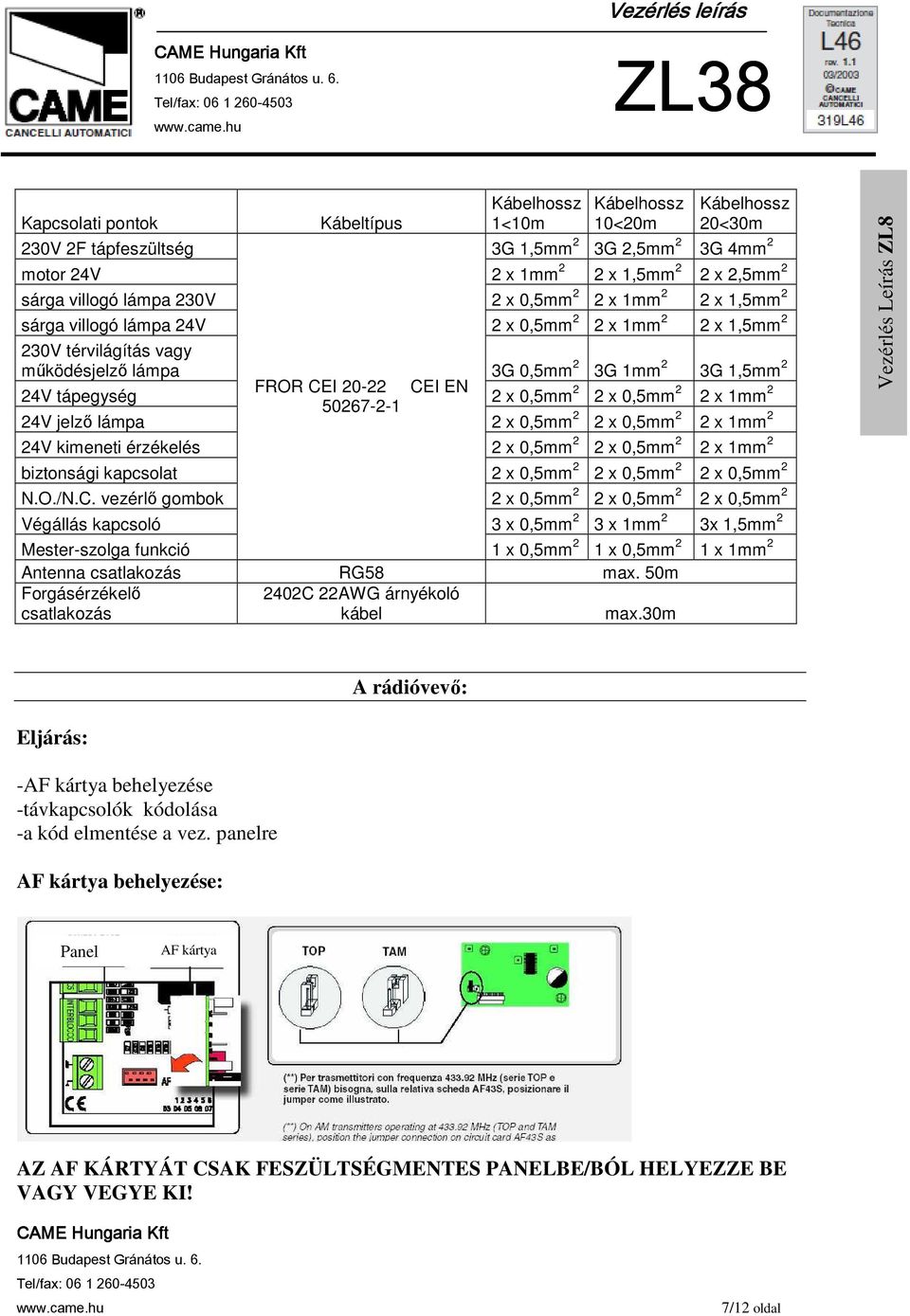 tápegység 2 x 0,5mm 2 2 x 0,5mm 2 2 x 1mm 2 50267-2-1 24V jelzı lámpa 2 x 0,5mm 2 2 x 0,5mm 2 2 x 1mm 2 24V kimeneti érzékelés 2 x 0,5mm 2 2 x 0,5mm 2 2 x 1mm 2 biztonsági kapcsolat 2 x 0,5mm 2 2 x