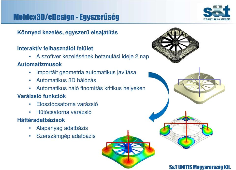 automatikus javítása Automatikus 3D hálózás Automatikus háló finomítás kritikus helyeken Varálzsló