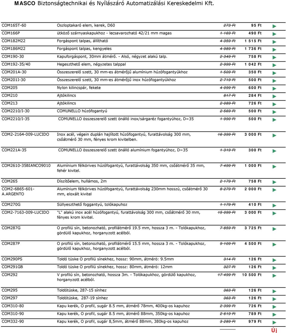 2 349 Ft 758 Ft COM192-35/40 Hegeszthető elem, négyzetes talppal 2 999 Ft 1 042 Ft COM201A-30 Összeszerelő szett, 30 mm-es átmérőjű alumínium húzófogantyúkhoz 1 509 Ft 350 Ft COM201I-30 Összeszerelő