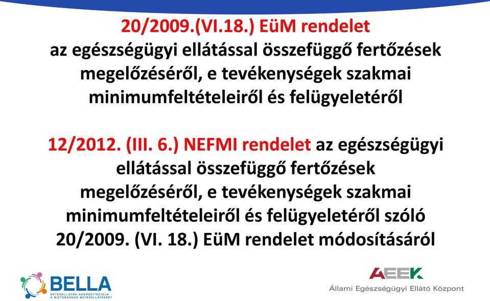 tevékenységek szakmai minimumfeltételeiről és felügyeletéről 12/2012. (III. 6.