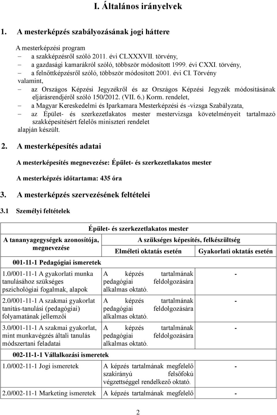 Törvény valamint, az Országos Képzési Jegyzékről és az Országos Képzési Jegyzék módosításának eljárásrendjéről szóló 150/2012. (VII. 6.) Korm.