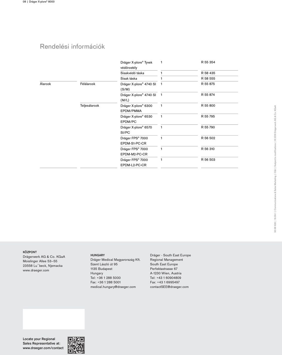 Dräger FPS 7000 EPDM-L2-PC-CR 1 R 55 800 1 R 55 795 1 R 55 790 1 R 56 502 1 R 56 310 1 R 56 503 90 68 928 16-06-1 Communications & Sales Marketing C&J Subject to modifications 2016 Drägerwerk AG & Co.