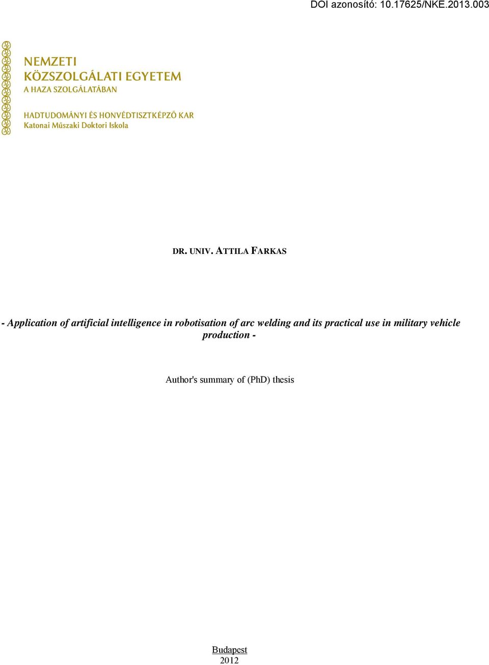 intelligence in robotisation of arc welding and