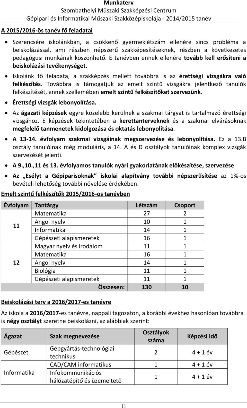 Iskolánk fő feladata, a szakképzés mellett továbbra is az érettségi vizsgákra való felkészítés.