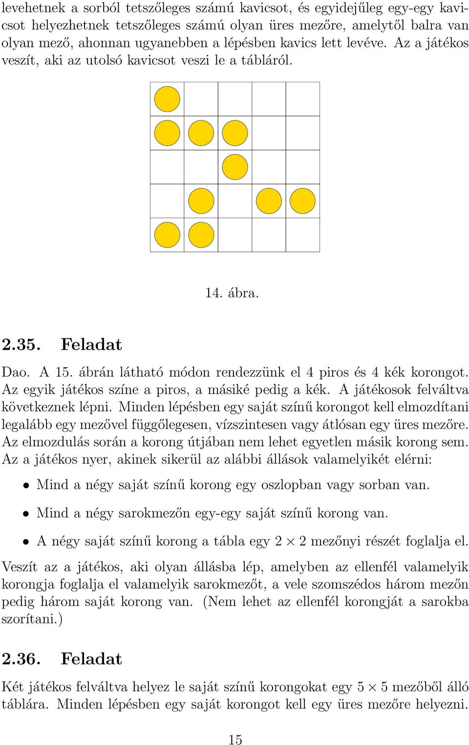 Az egyik játékos színe a piros, a másiké pedig a kék. A játékosok felváltva következnek lépni.