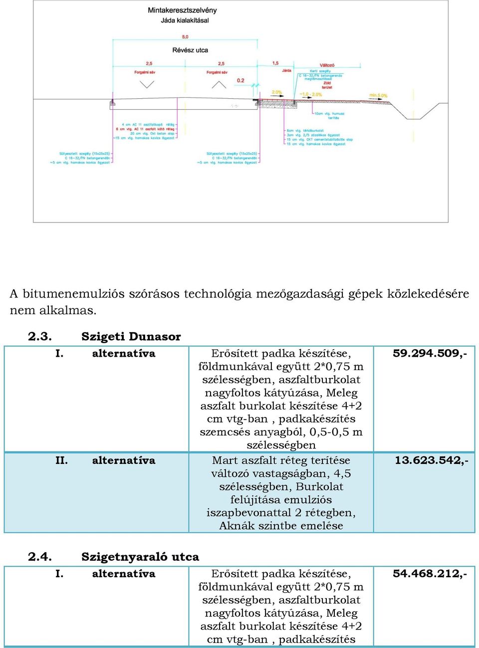 szemcsés anyagból, 0,5-0,5 m szélességben II.