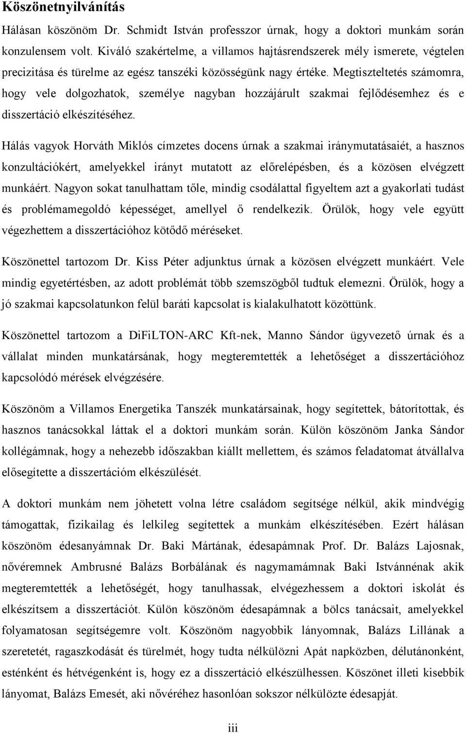 Megtiszteltetés számomra, hogy vele dolgozhatok, személye nagyban hozzájárult szakmai fejlődésemhez és e disszertáció elkészítéséhez.