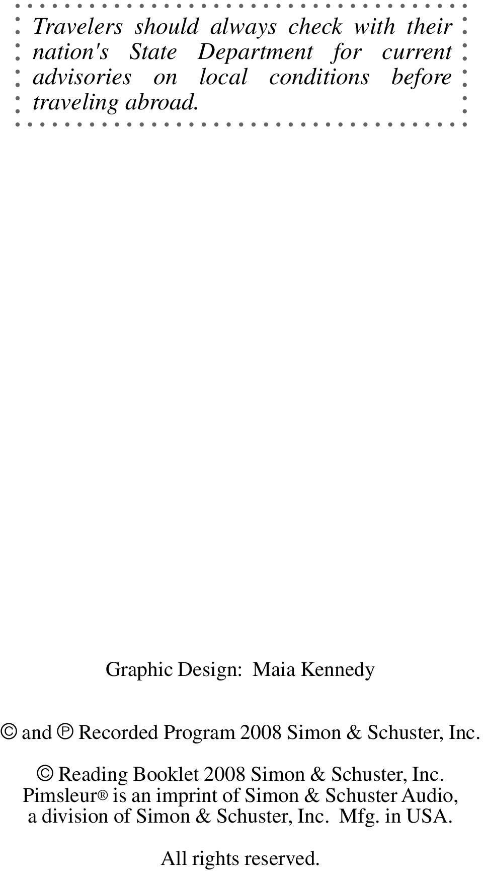 Graphic Design: Maia Kennedy and Recorded Program 2008 Simon & Schuster, Inc.
